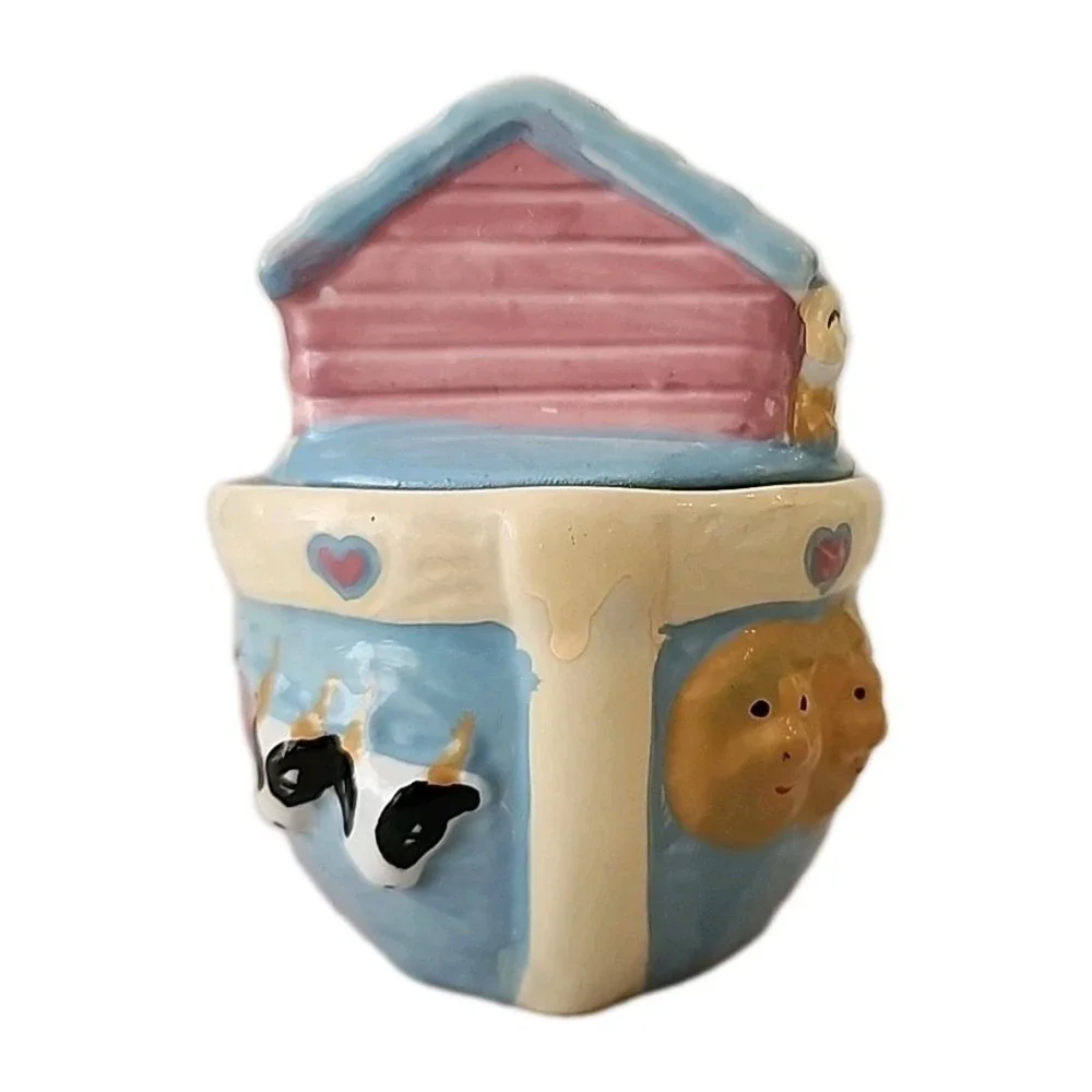 Vintage 3-Pc. Noah's Ark Napkin Holder, Creamer & Sugar Hand-Painted Ceramic Set